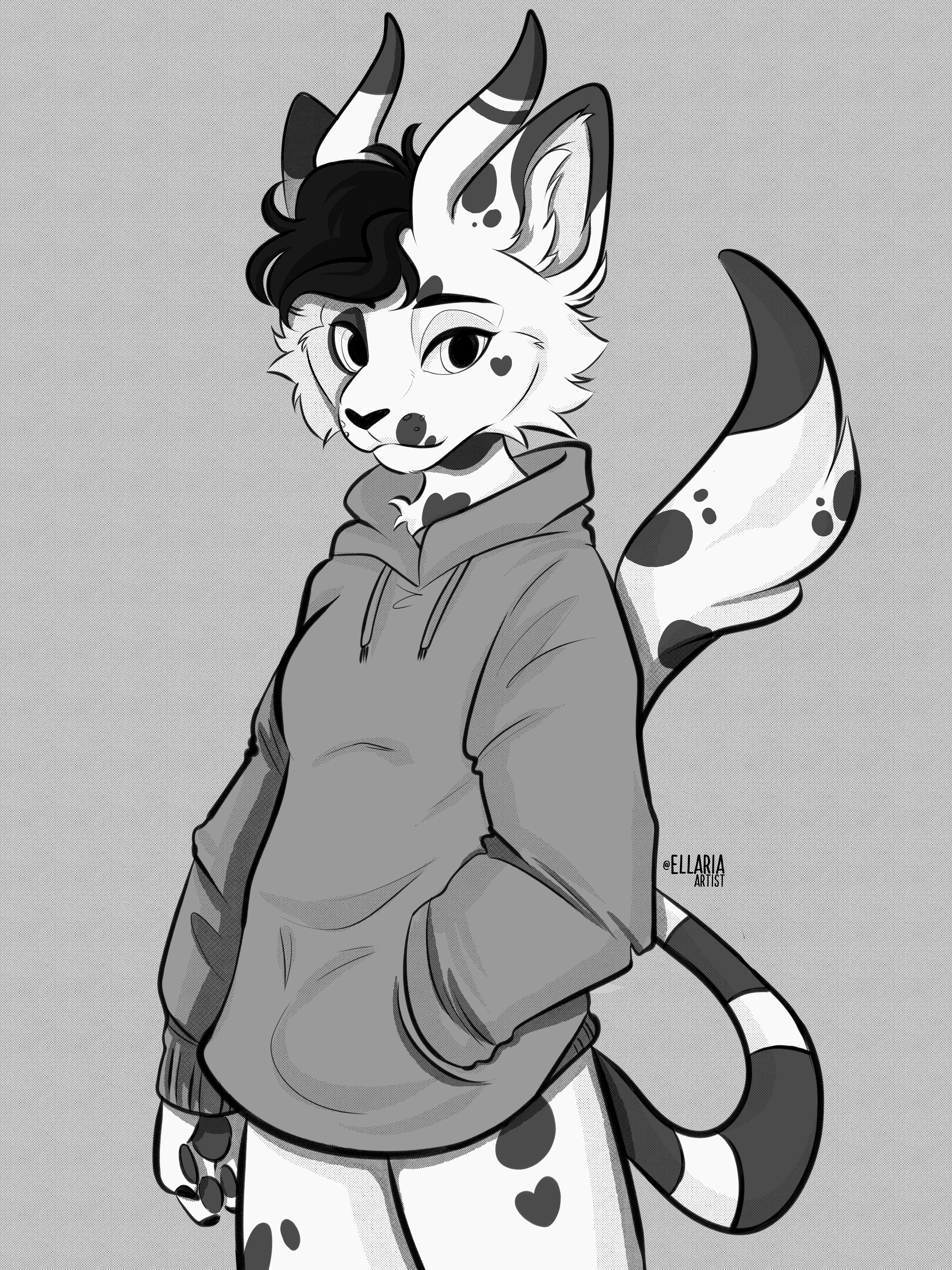 Black and white sketch of this cutie ✨Commissions are Open! ✨ (Twitter @ellariaartist)