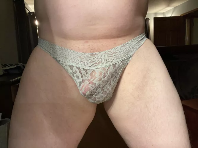 Blue grey lace feel very nice. DM ready. I won’t be soft for long.