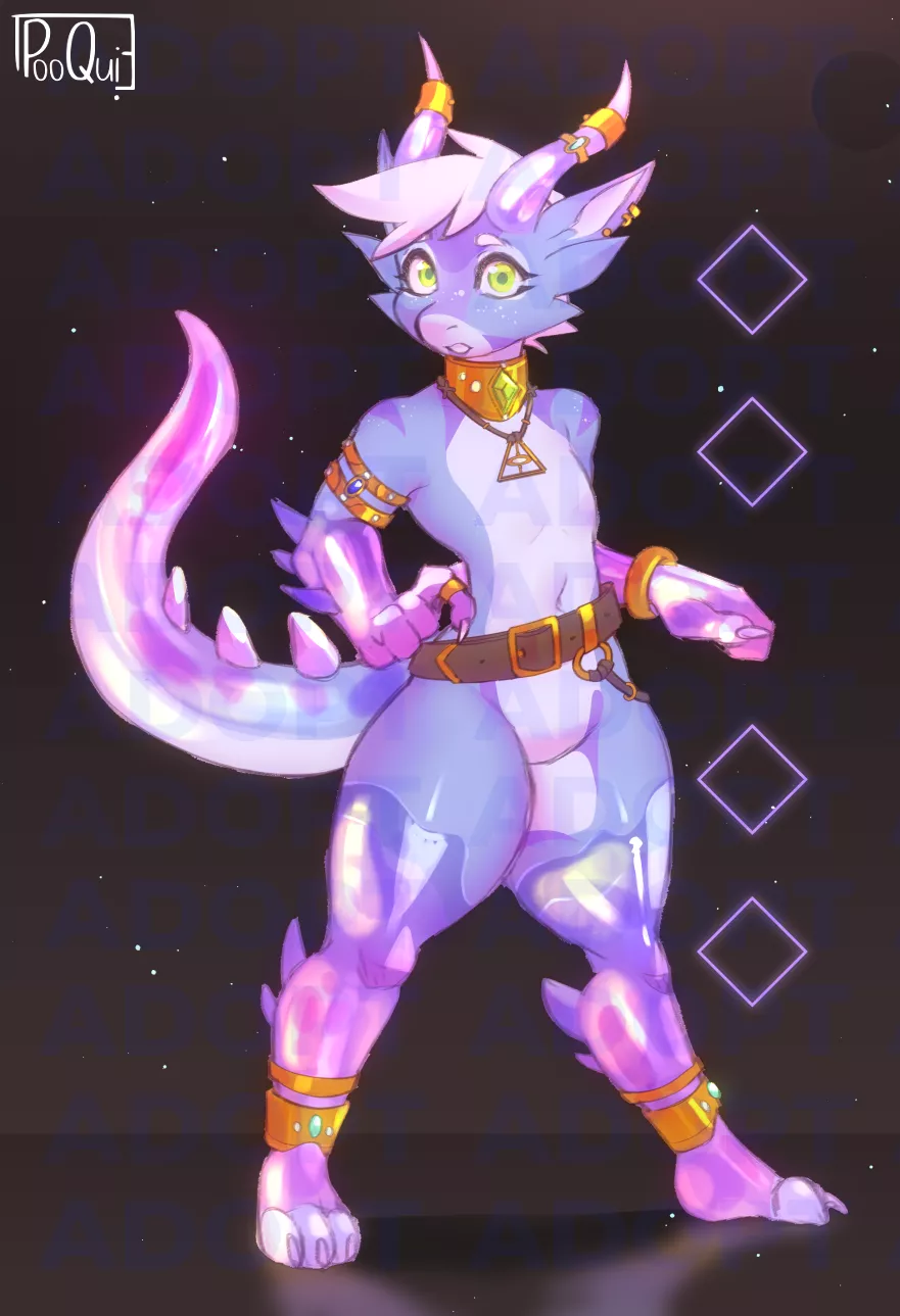 Blue jewels Kobold adopt! (OPEN, LINK IN COMMENTS) ~ Art by me: @pooquie_d on twt