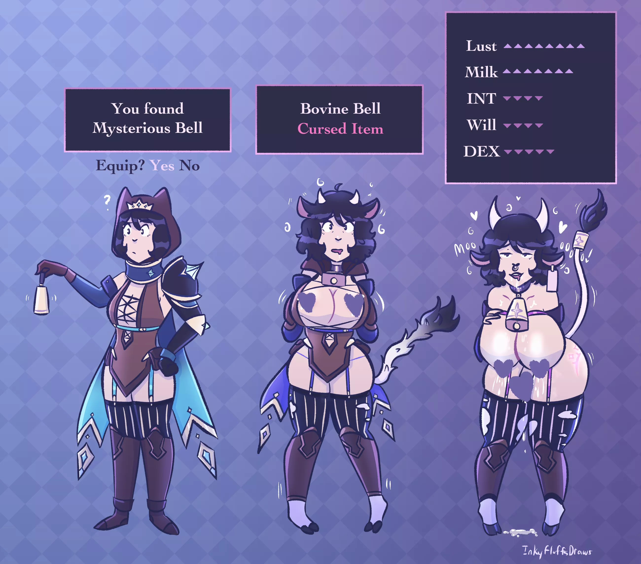 Bovine Bell by Inkyfluffdraws (Catgirl to Cowgirl)