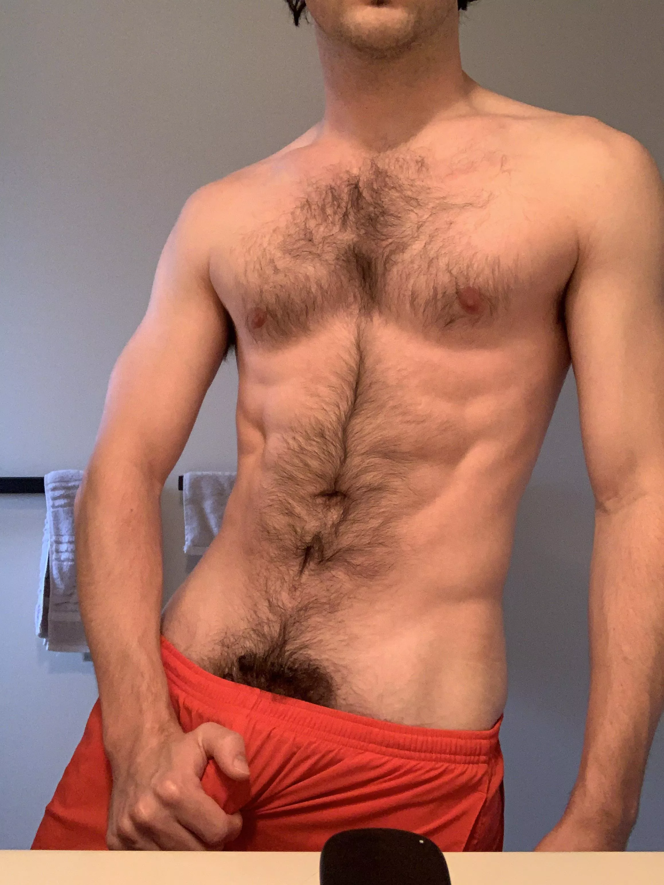 Can’t wait to get off of work, get these clothes off of me, and get a bro’s hand to get me off ;) [25]