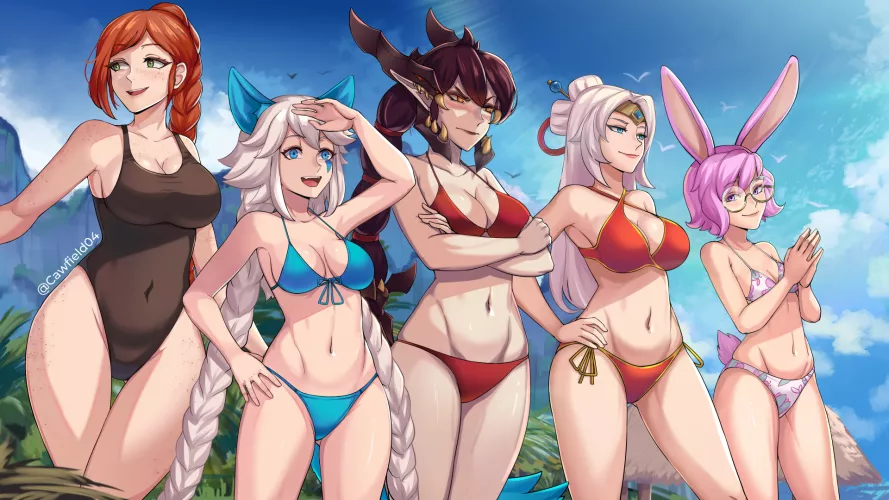 Cassie, Io, Vora, Lian and Rei are ready for Spring Break (Cawfield)