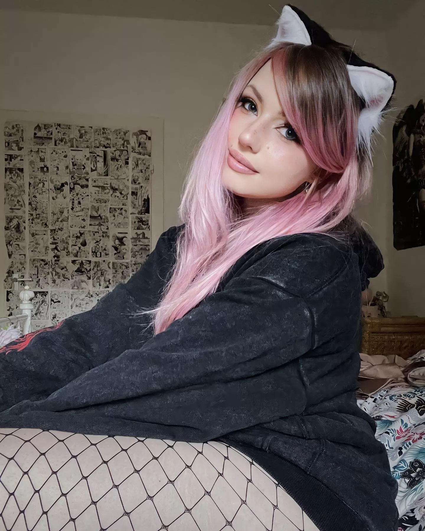 Cat ears and fishnets <3