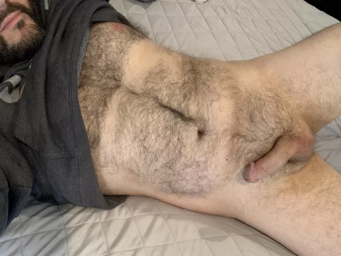 Chest hair and semi-hard cock (43)