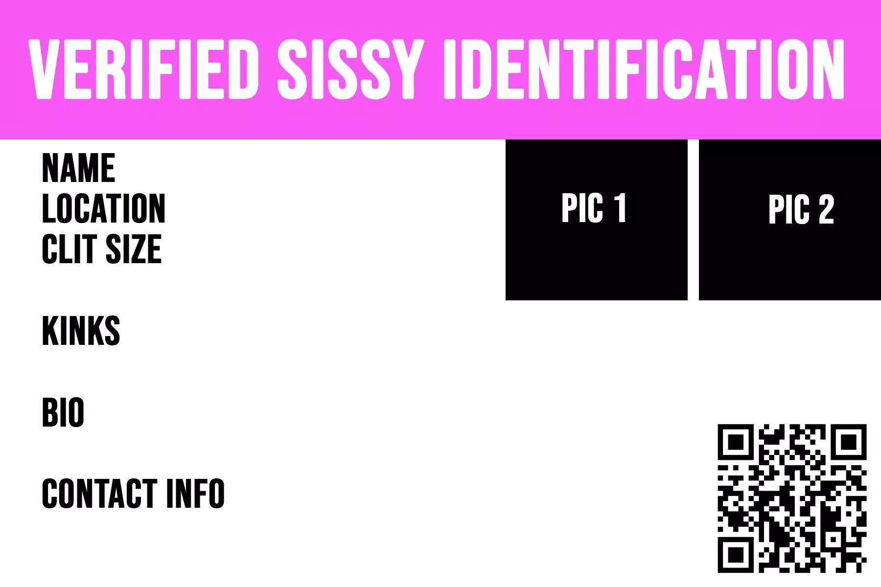 Come by and get your verified sissy id card. Quick turn around, originals deleted once provided. Come by and get your verified sissy id card. Quick turn around, originals deleted once provided.
