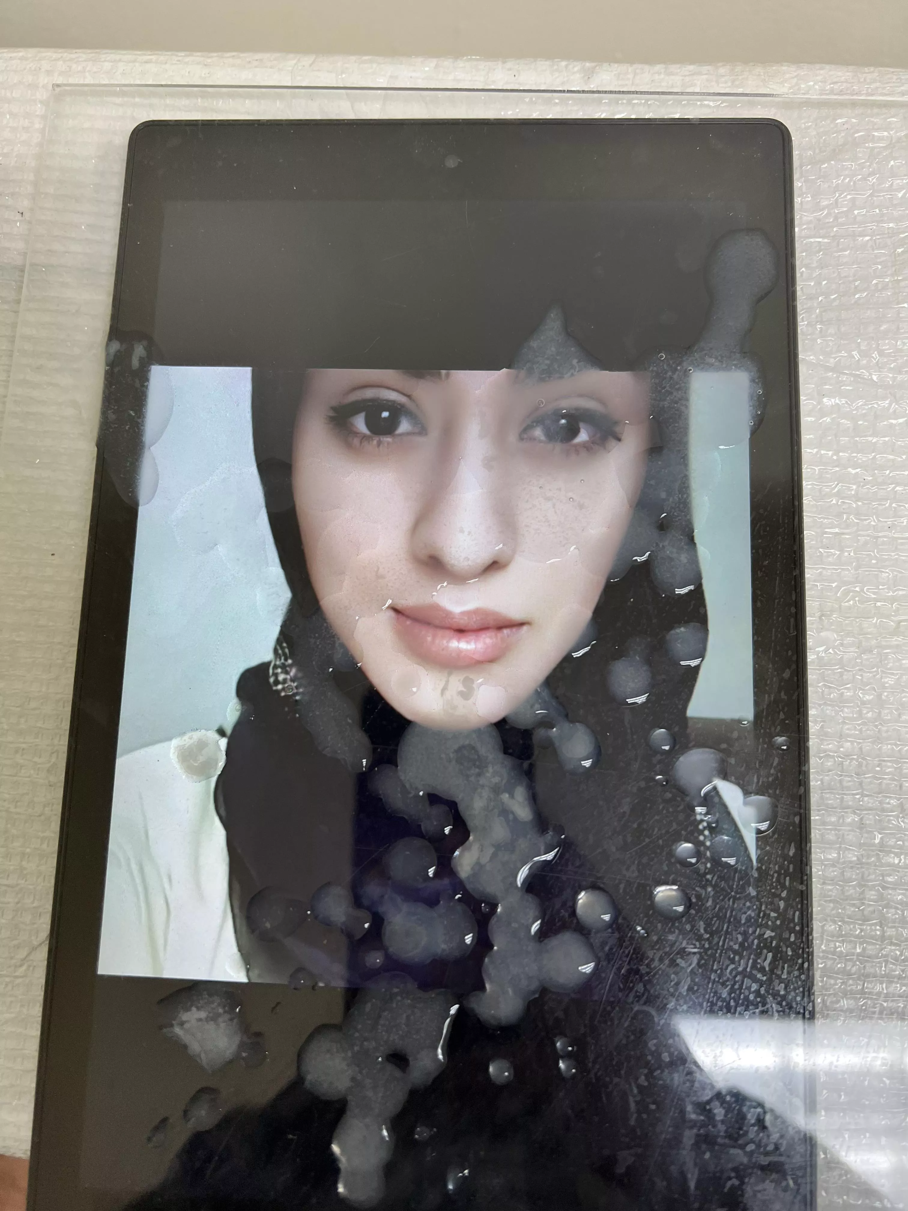 Cum stains on her hijab!