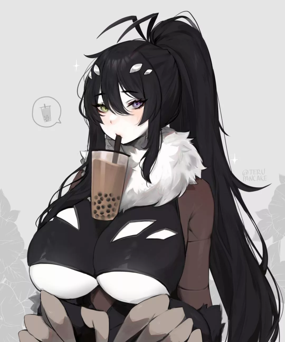 Cute girl has a convenent cup holder :3 (terupancake)