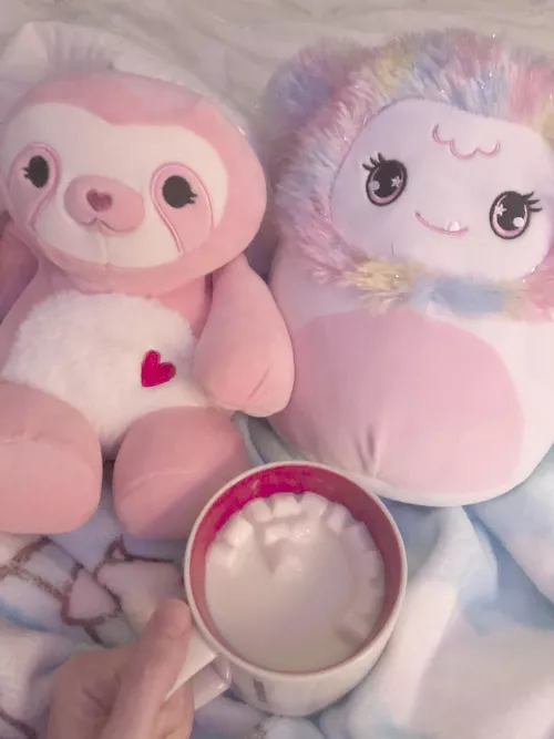 Daddy made me warm angel milk with marshmallows💕