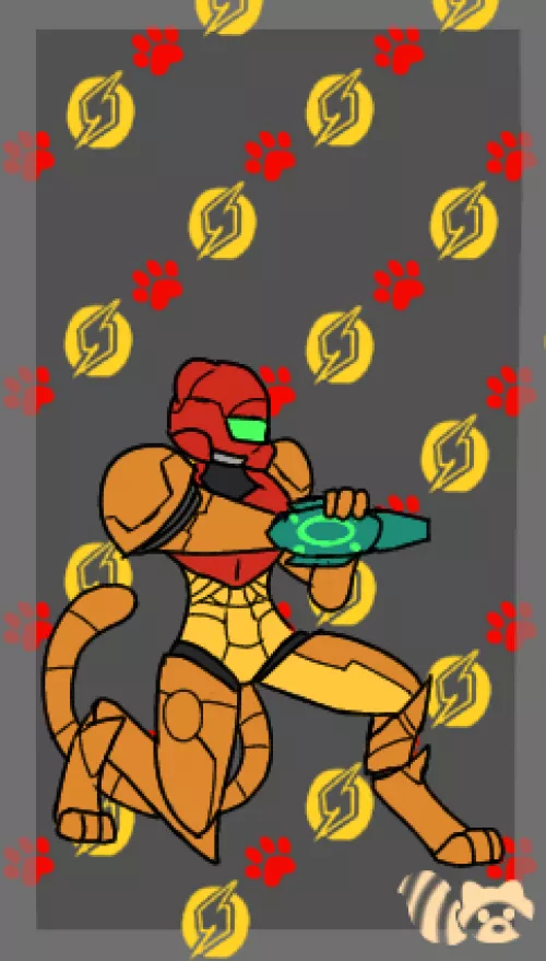 Day 3 of drawing super smash bros roster as furries:Samus(full suit)