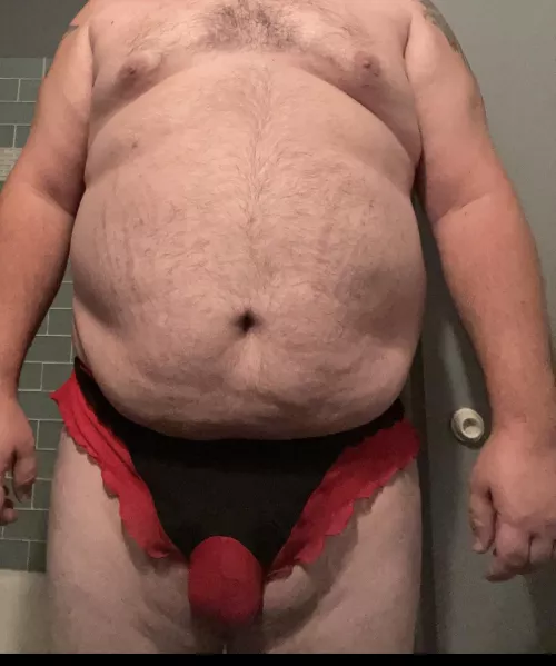 Day 3 of wife out of town: bought a pair at the adult store that have a place for my small cock to be held so I can wear them under my work clothes without spilling out.