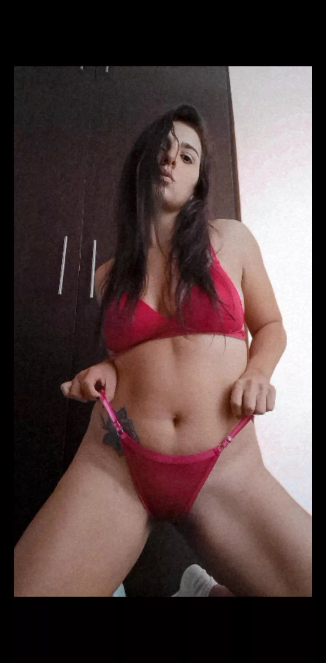 Do you like my thong? What's inside is nice and wet. Link in comments