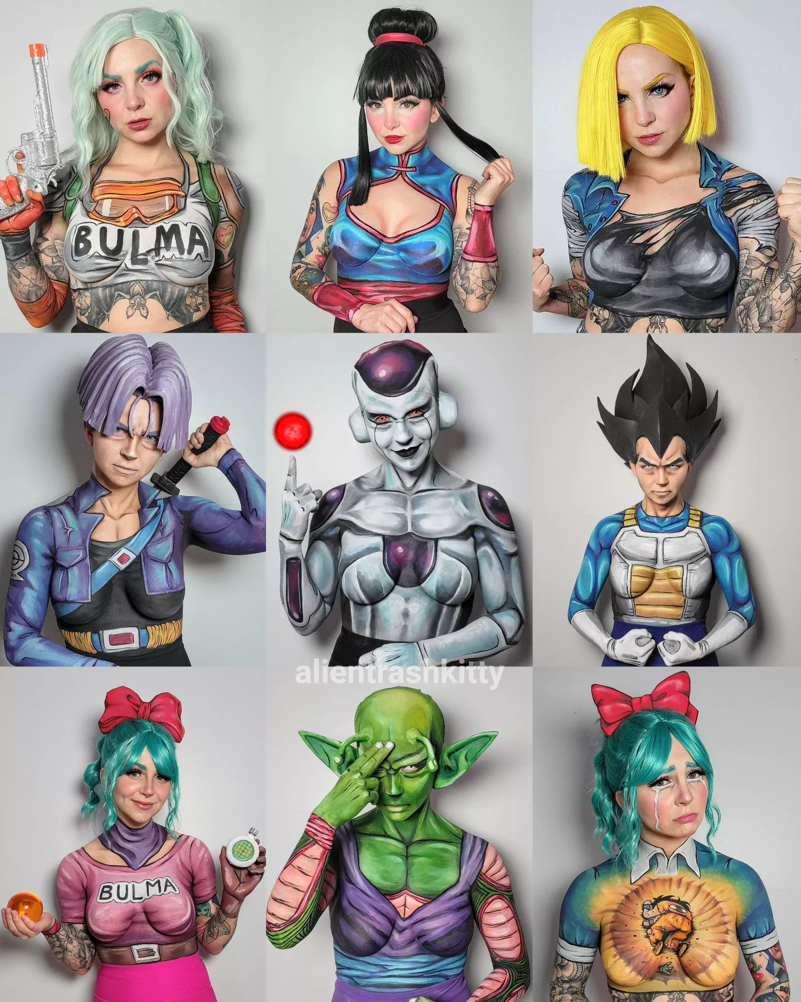 Dragon Ball characters in bodypaint cosplay by AlienTrashKitty Dragon Ball characters in bodypaint cosplay by AlienTrashKitty