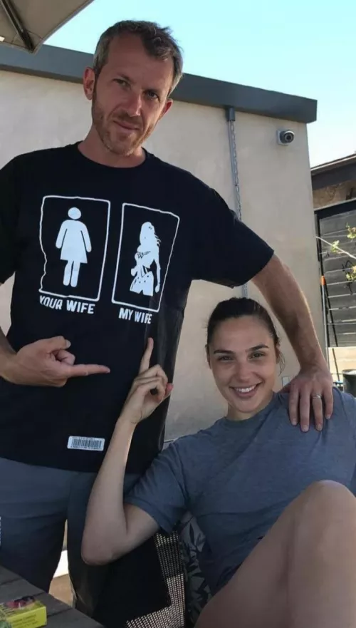 Dream: Marry a girlboss who would love you as much as Gal Gadot loves her good boy - buy this tshirt - recreate this pic with bosswife