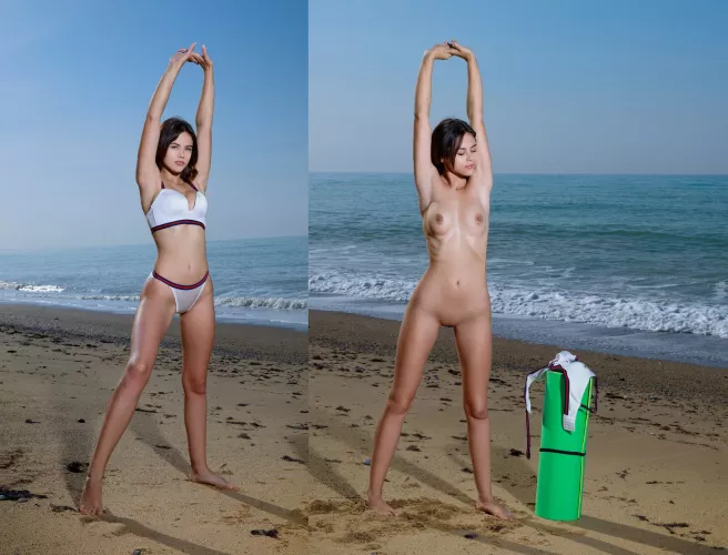 Dzhili Doing Beach Yoga