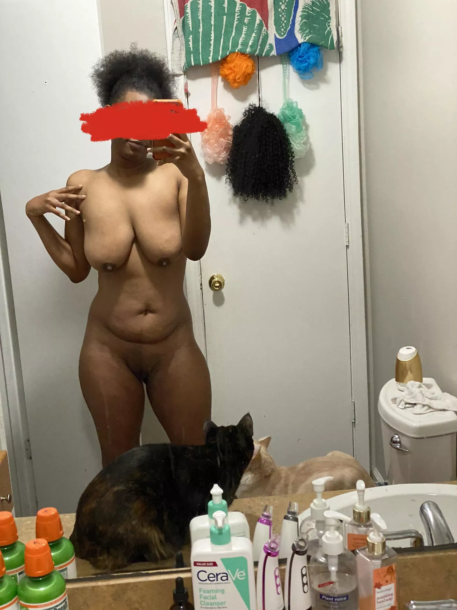 (F) 23, 157lbs, 5 foot 7. My boobs are on the saggier side and I’ve got some extra stomach pouch but I’m trying to learn to love it all