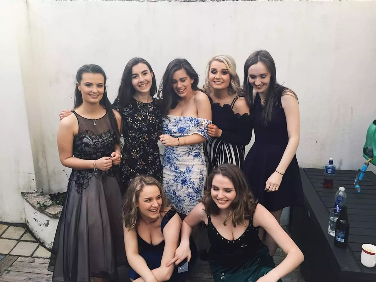 Fancy gals, 1-5 L to R in the back, 6+7 L to R in front [7]