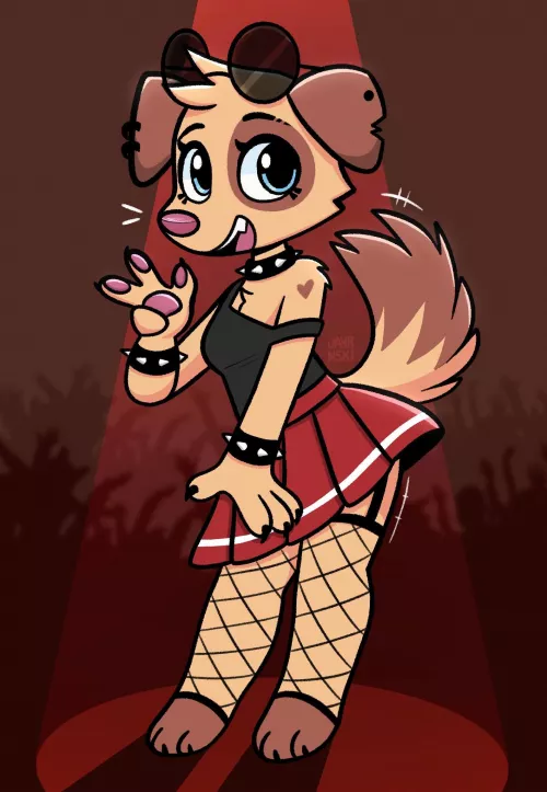 Fang is a punk rock dog whose fangs show when she sings! (@jayrnski)