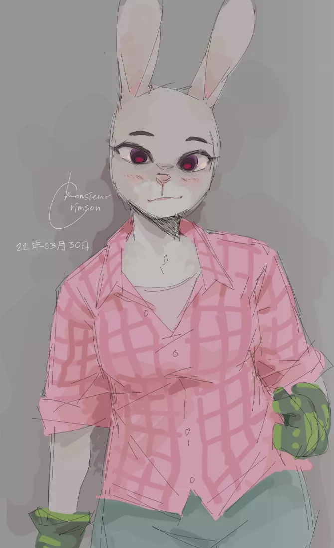 First post... drew Judy Hopps in her country side fit because ive been drawing zootopia content lately <333