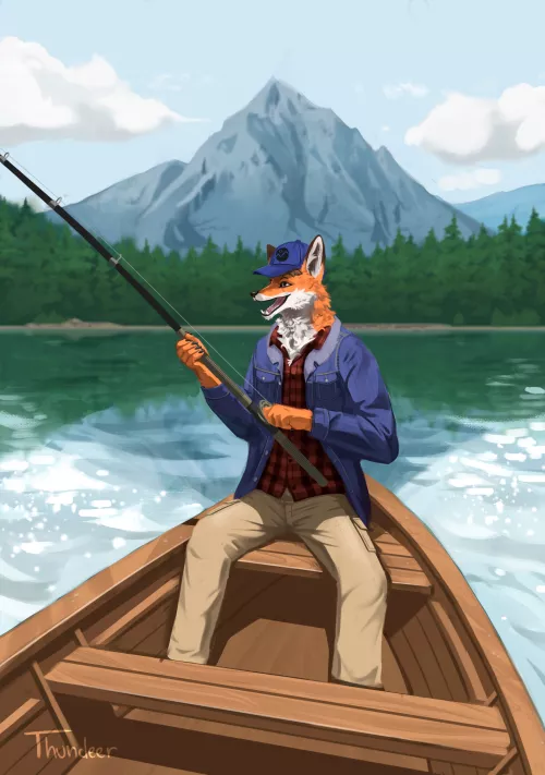Fishing! 🦊🎣 (By me @MediocreOs)