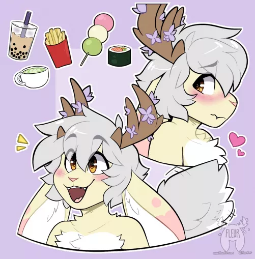 Fleur and his favorite things~! (Art by me: @Fleurfurr on Twitter~)