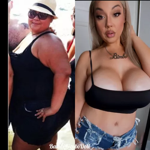 From a shy big girl to a busty bimbo attention whore [oc]