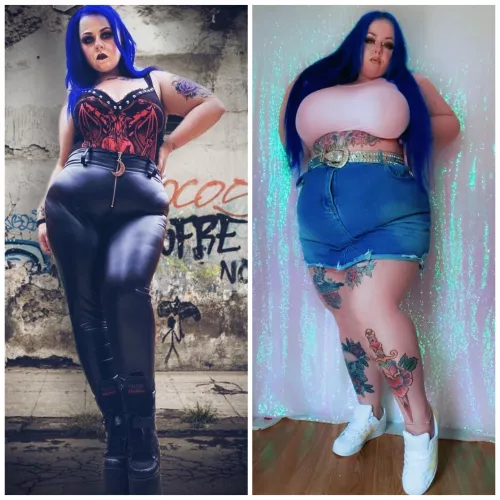 Goth girl to bimbo - I can’t bring myself to get rid of the blue hair though 🙈