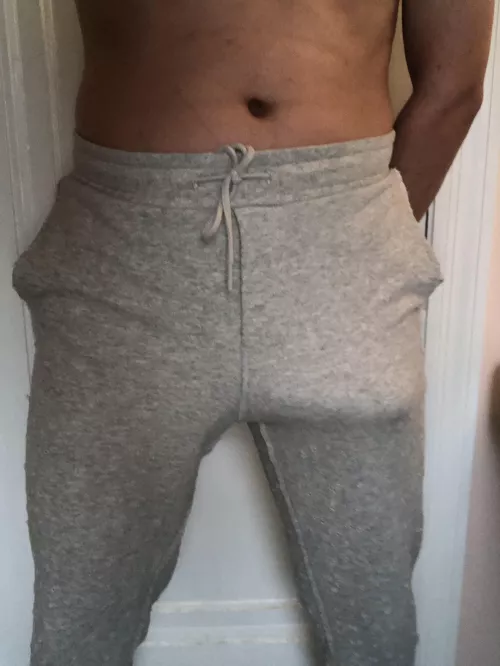 Grey sweatpants are a bulges best friend
