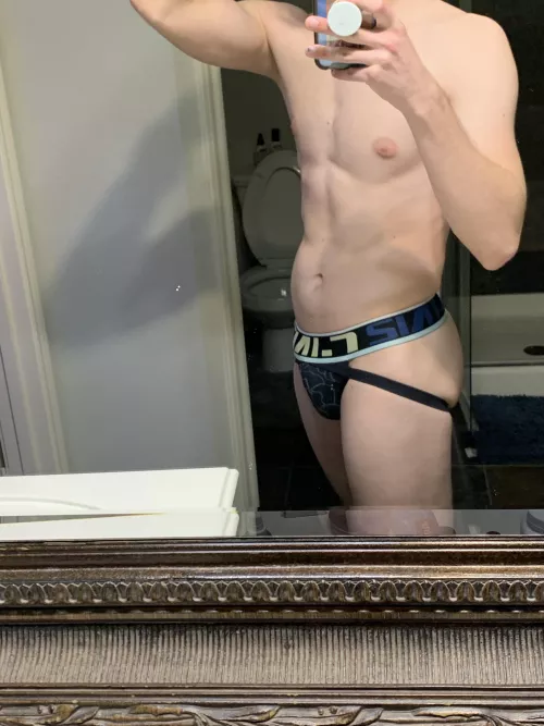 Grindr hookup made me try on a jock.