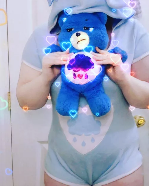 Grumpy little lady 💙 what’s your favorite care bear mine is grumpy!