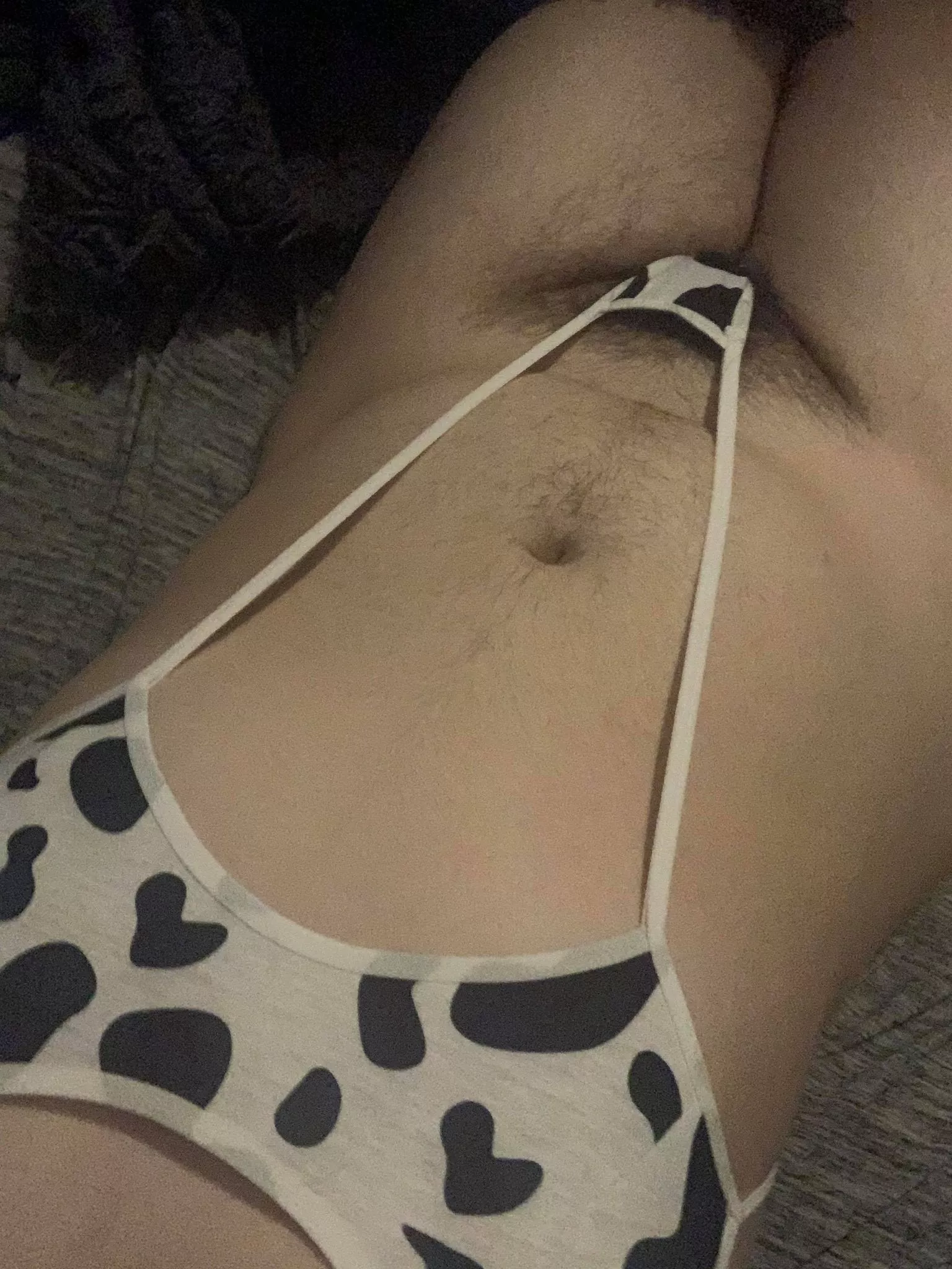 Hairy cow girl needing to be milked