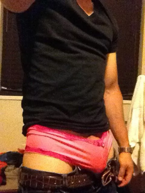 Hanging out with cousin tonite and she has no idea I’m wearing her panties