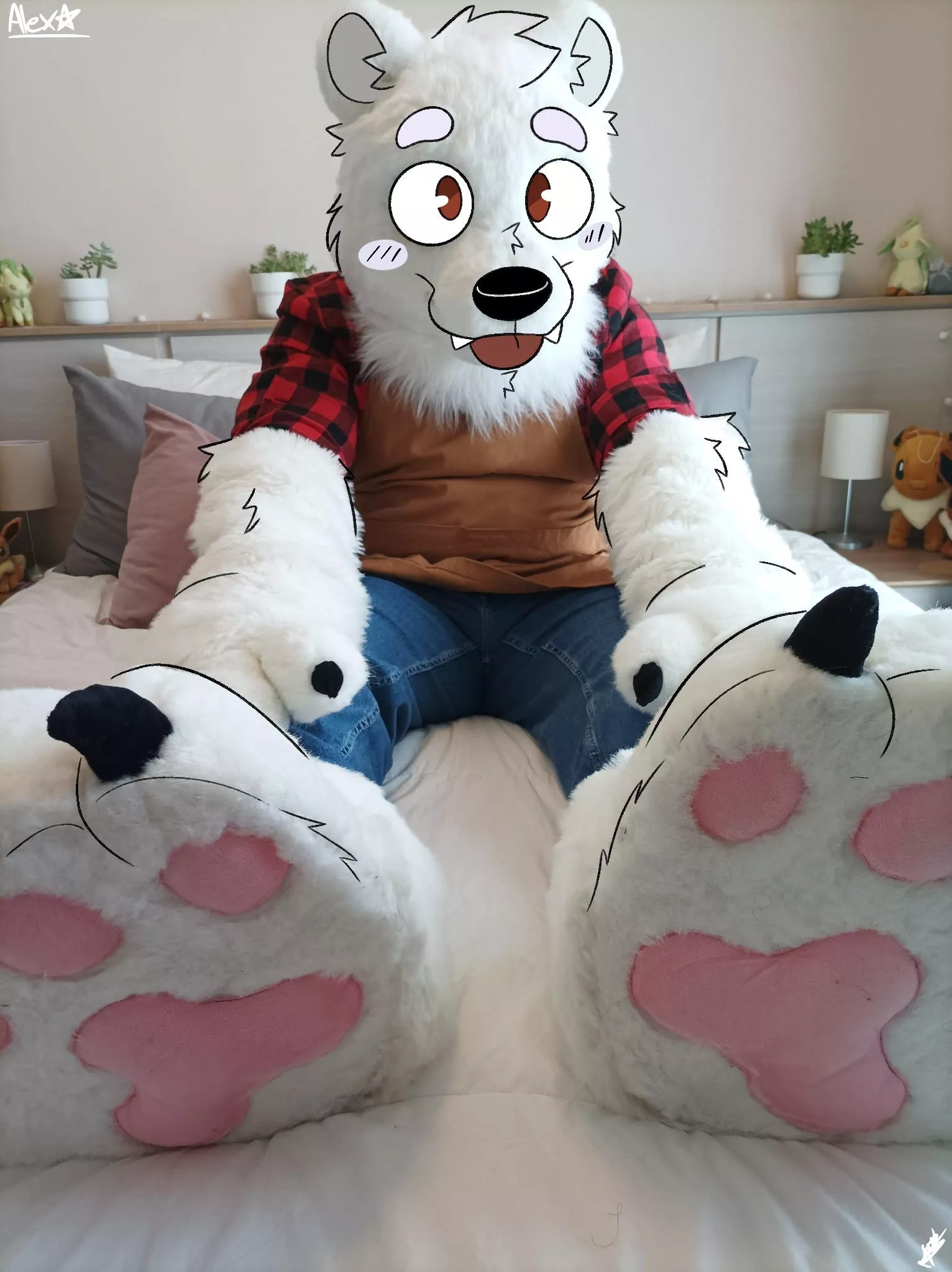 Happy #FursuitFriday! Little draw over of my fursuit by @Ne0nTrash on Twitter ✂️@zixkyShop