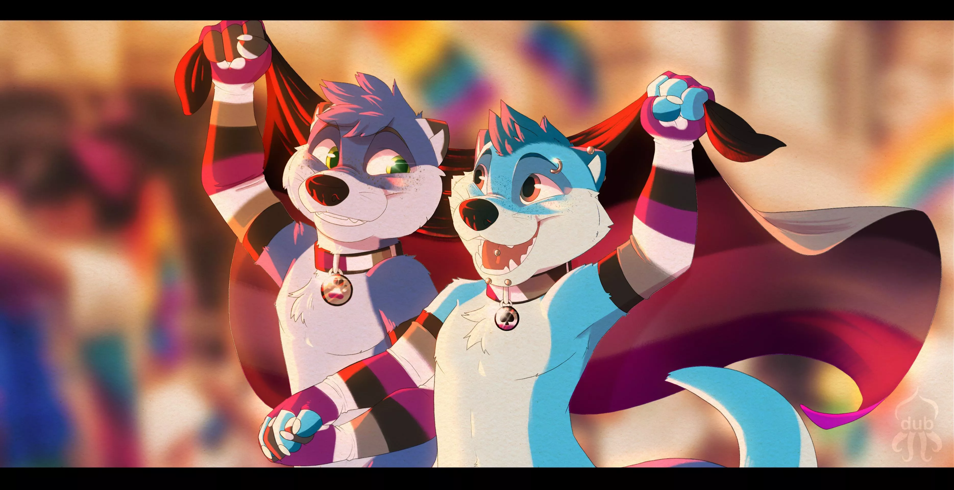 Happy Pride from two gay ace otters! [@Squidub]