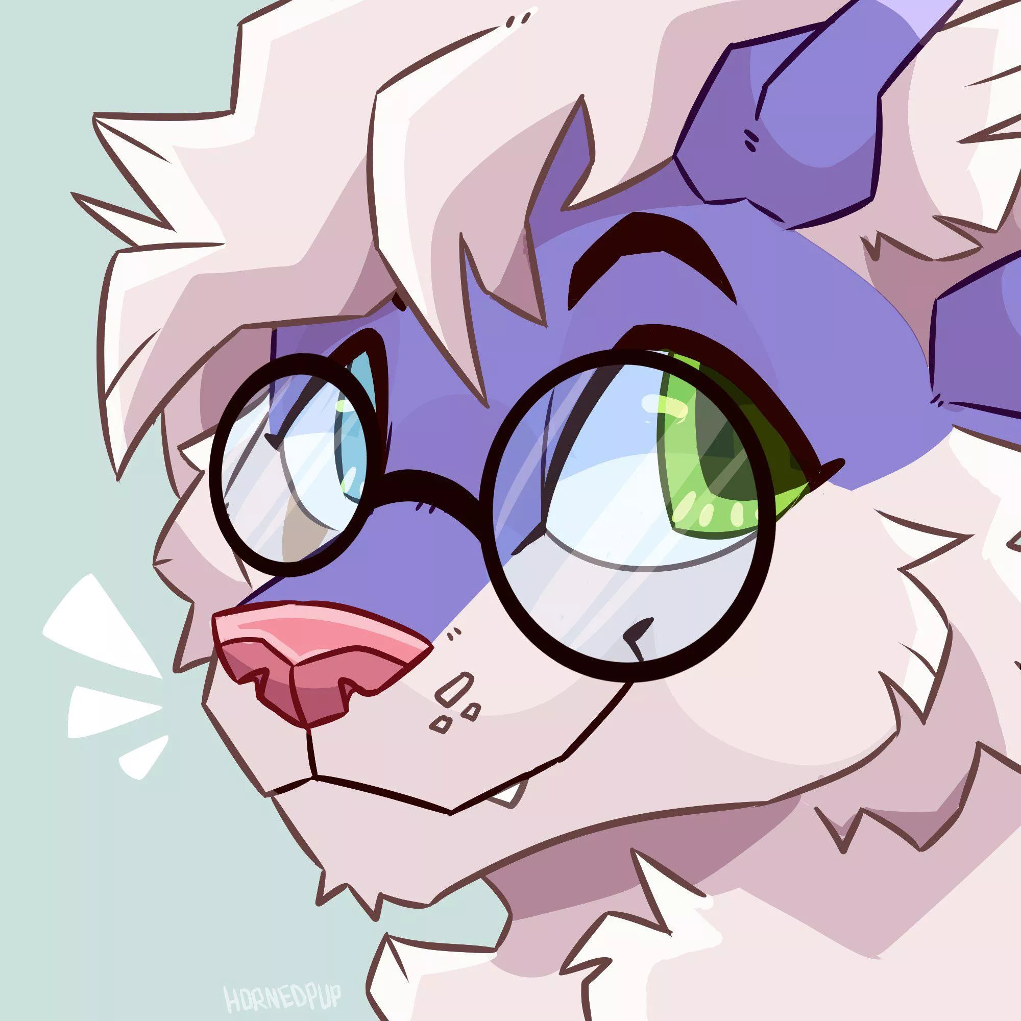 headshot commission i did! [OC][@hornedpup on twitter]