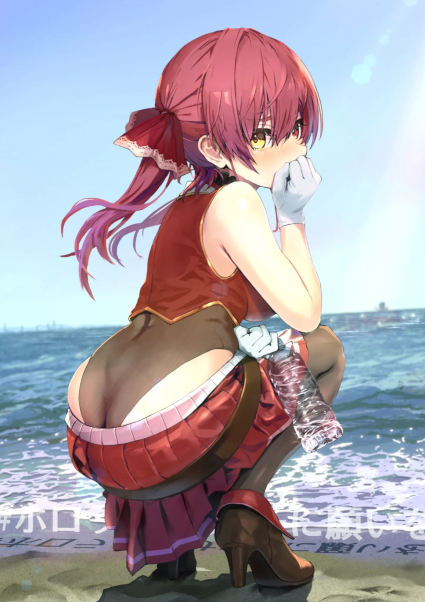 Houshou Marine Beach Day From Behind (Wankosukii ) [Hololive]