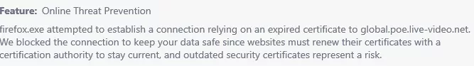 i am getting this on my antivirus and it says its related to livestreaming?