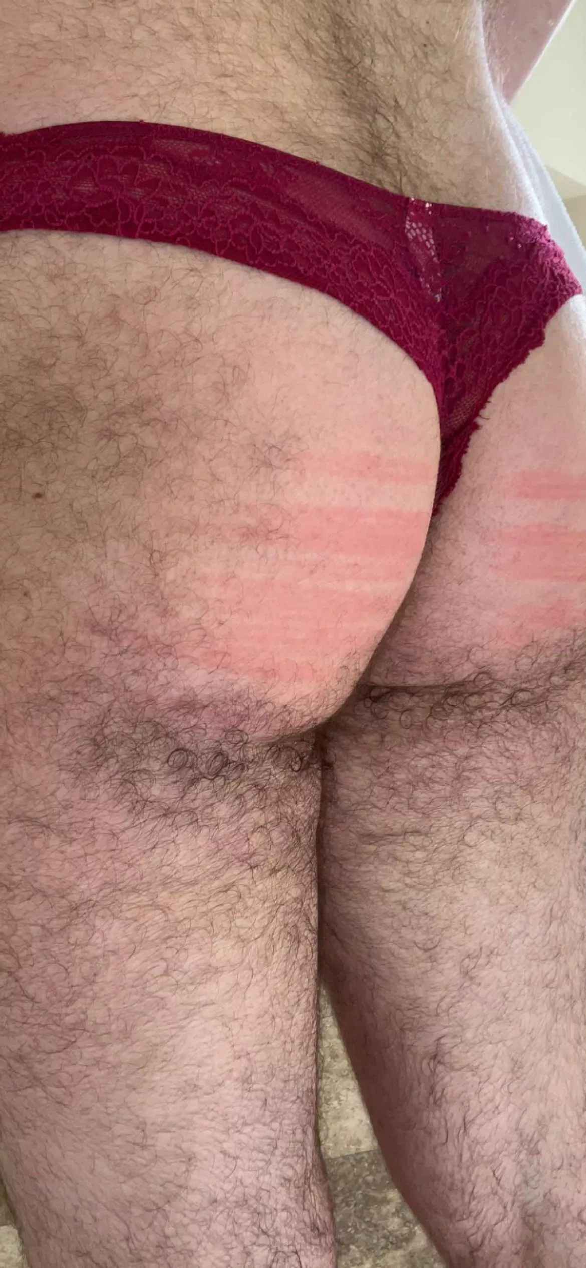 I asked Miss Lou for permission to cum. She said no, put me in panties, caned my ass, and had me post this.