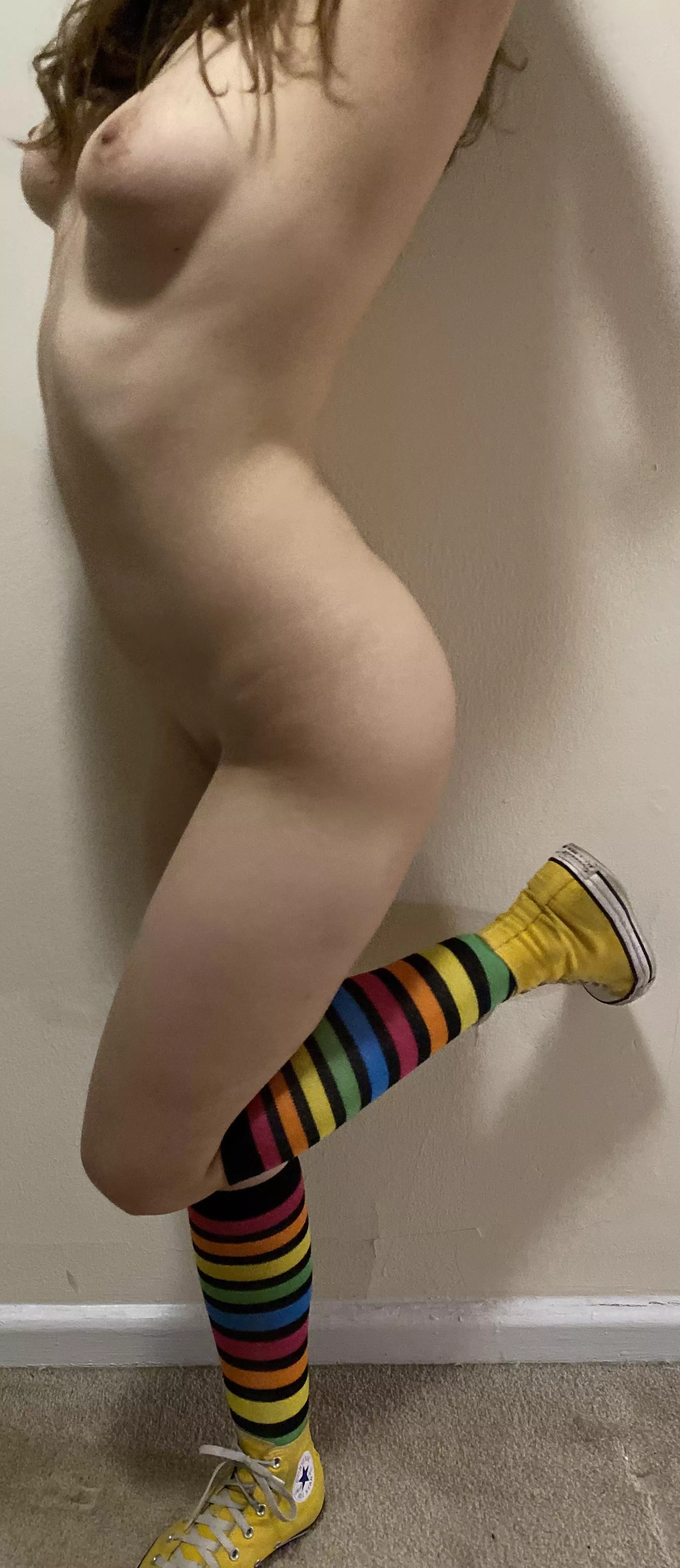 I keep the socks and shoes on when I fuck guys in the bar bathroom