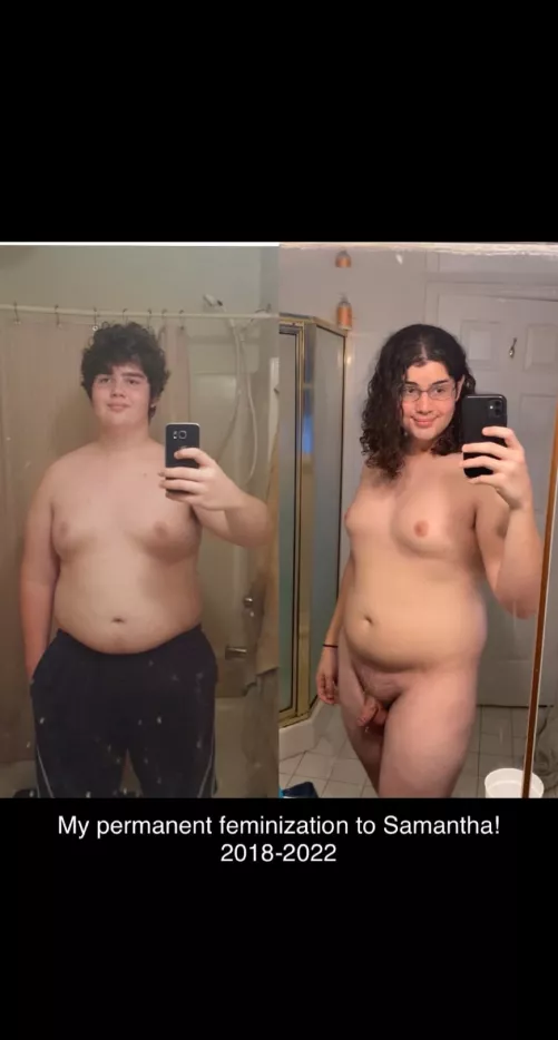 I love showing off my before and after of becoming Samantha 🥰