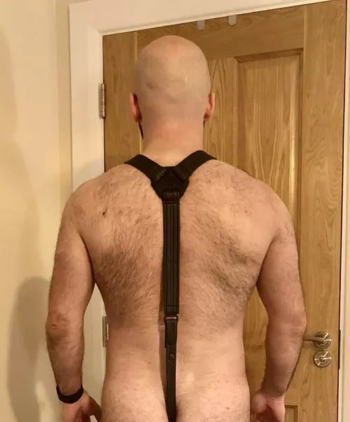I love wearing my harnesses…just where does that strap go? 😈