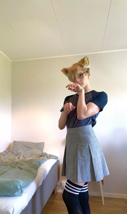 I painted my nails in my flags colors for my first pride month ever! And I got some cat ears because why not?