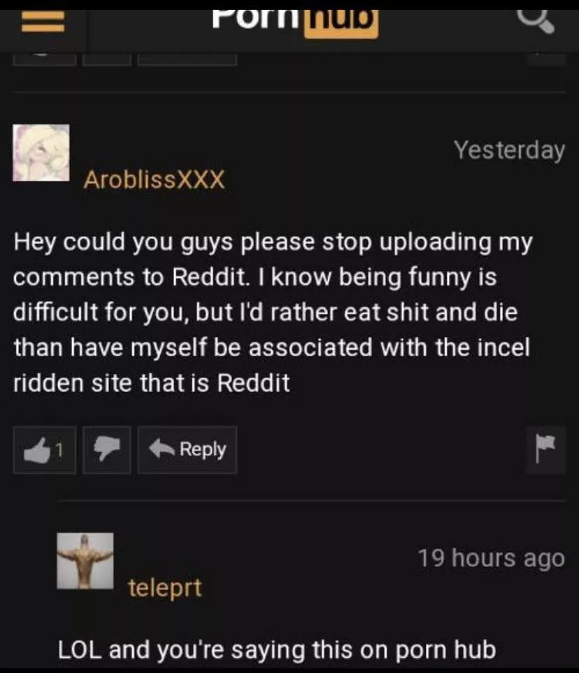 I saw this on r/cursedcomments you can’t cross post on here so here is the original post: https://www.reddit.com/r/cursedcomments/comments/u1yp0o/cursed_incel/?utm_source=share&amp;utm_medium=ios_app&amp;utm_name=iossmf