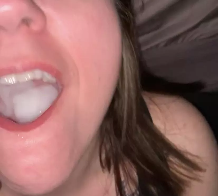 I wanted to do a facial but she wanted a mouthful. It took her a minute to swallow that huge mouthful of thick cum. I wanted to do a facial but she wanted a mouthful. It took her a minute to swallow that huge mouthful of thick cum.