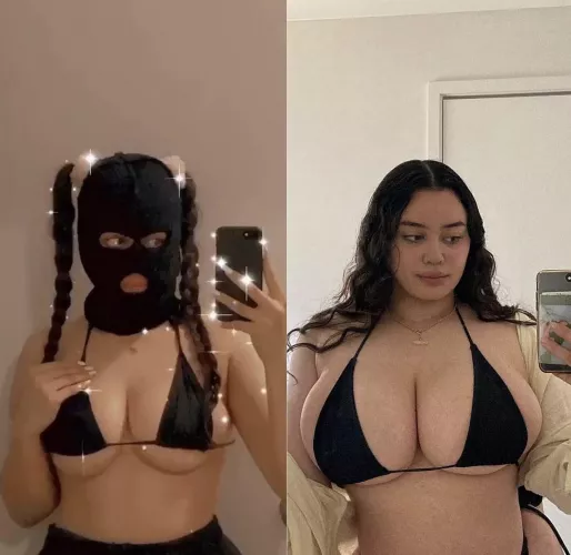 Ik she was already posted today but 1. shes so hot and 2. This post is from her page, she loves it just as much as we do🍈🍈 you love to see it! Same bikini 1 year apart 😳