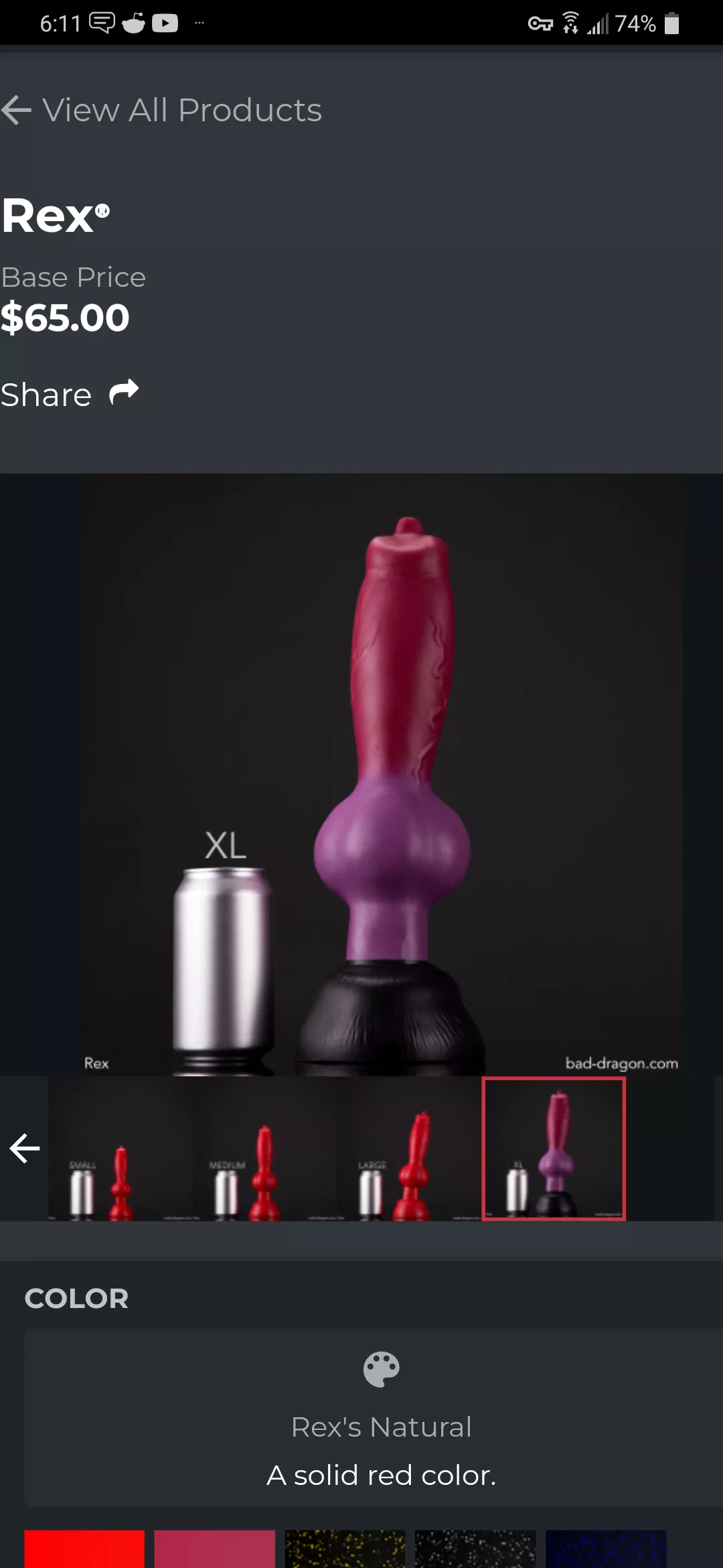 I'm finally about to purchase my first bad dragon and I'm so excited! But before i purchase it, could someone help me find this XL Sex in the wild so I can see if it is the right size?