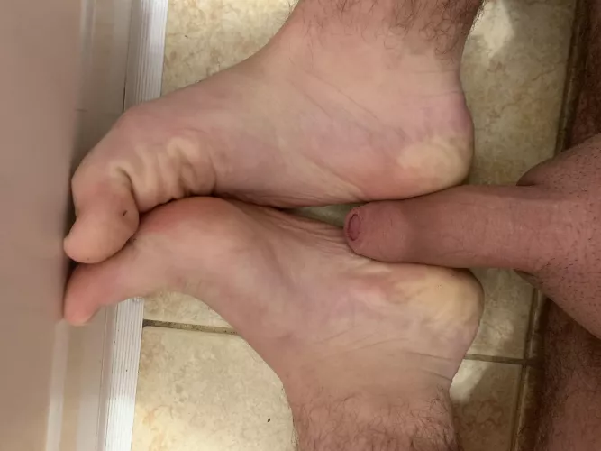 Imagine it’s either your feet getting tucked by my cock or my cock fucking your feet(now hmu and maybe you won’t need to imagine)