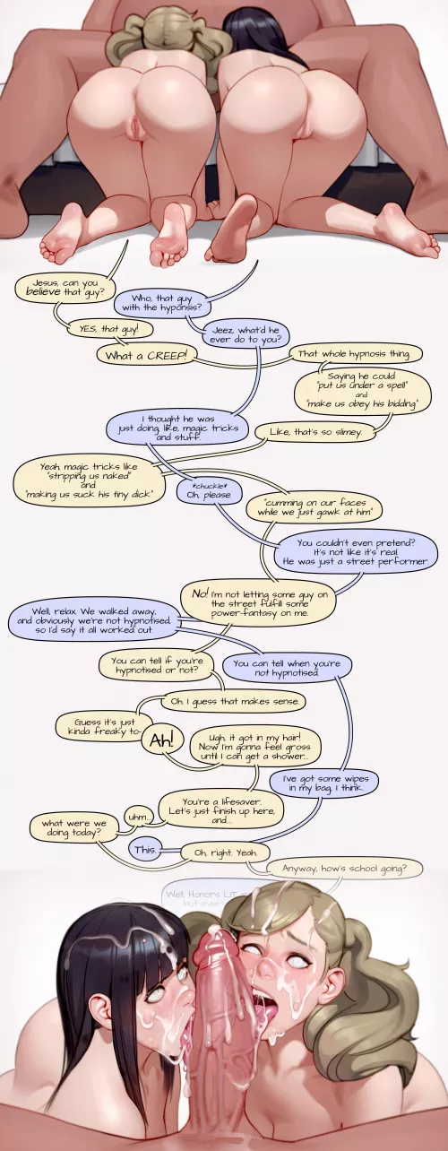 It's a Good Thing We're Not Hypnotized (Kairuhentai) [Hypnosis] [Oblivious] [Oral] [Bitchy] [Unaware] [Bukkake]