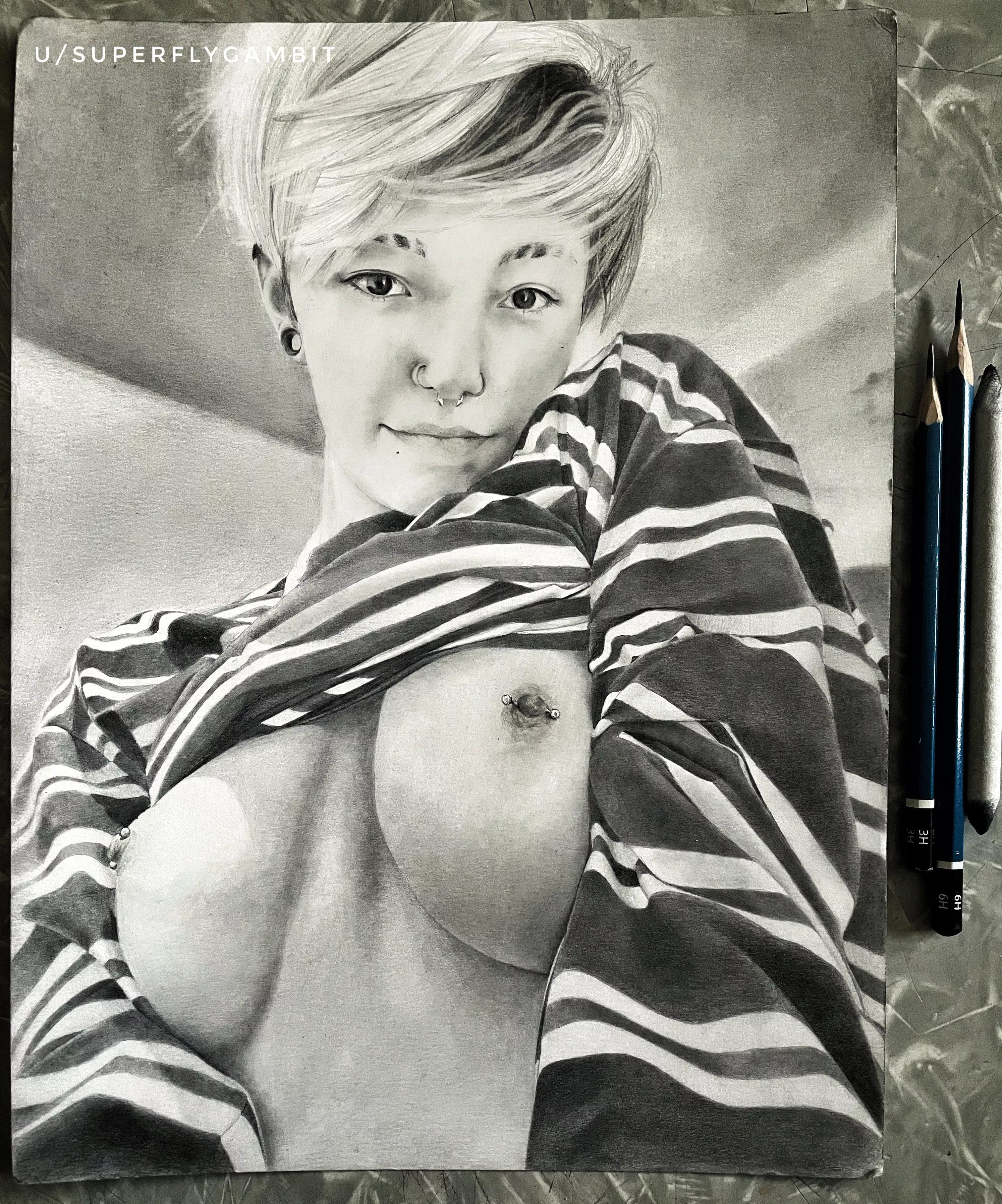 It’s finally Friday! I hope you enjoy this piece I recently finished l. Thank you u/ERASEDweeaboo for working with me! 9”x12” graphite on Bristol board