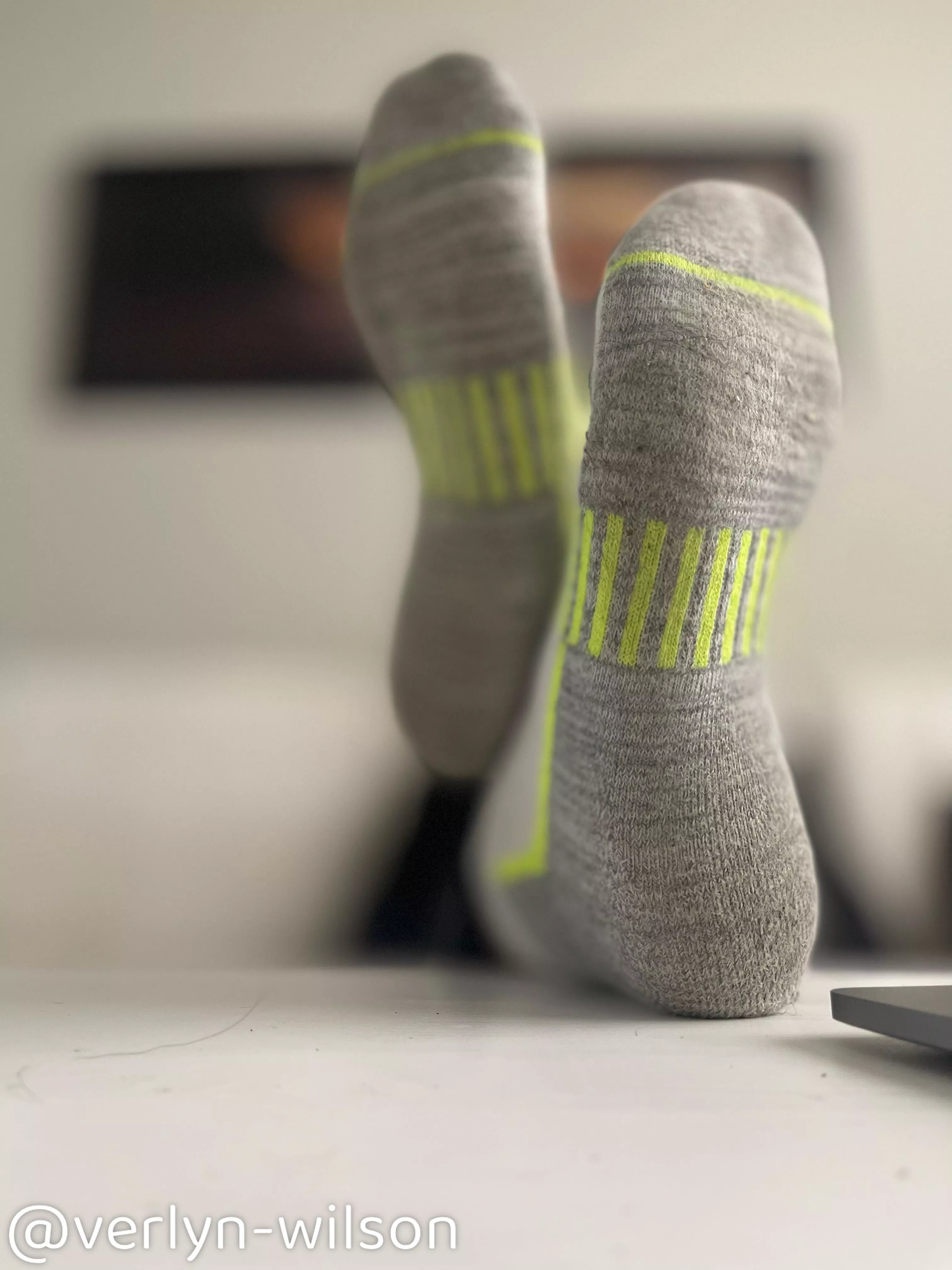 I’ve been walking around in my boots since earlier. My socks are so sweaty and smelly. Who wants to come rub them for me?