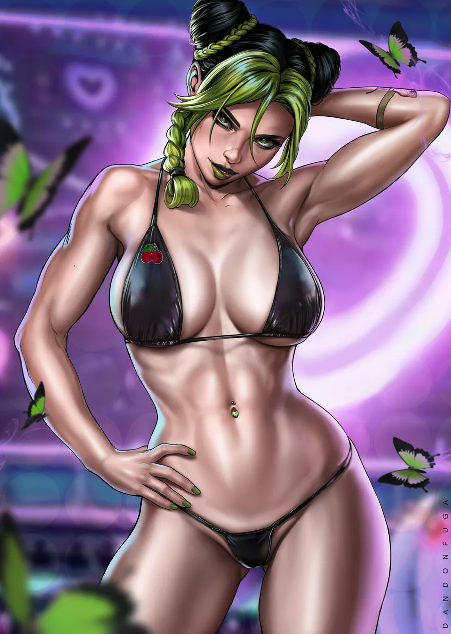 Jolyne Cujoh - Beach queen Jolyne in a black cherry bikini (Dandonfuga) [Jojo's Bizarre Adventure Stone Ocean]